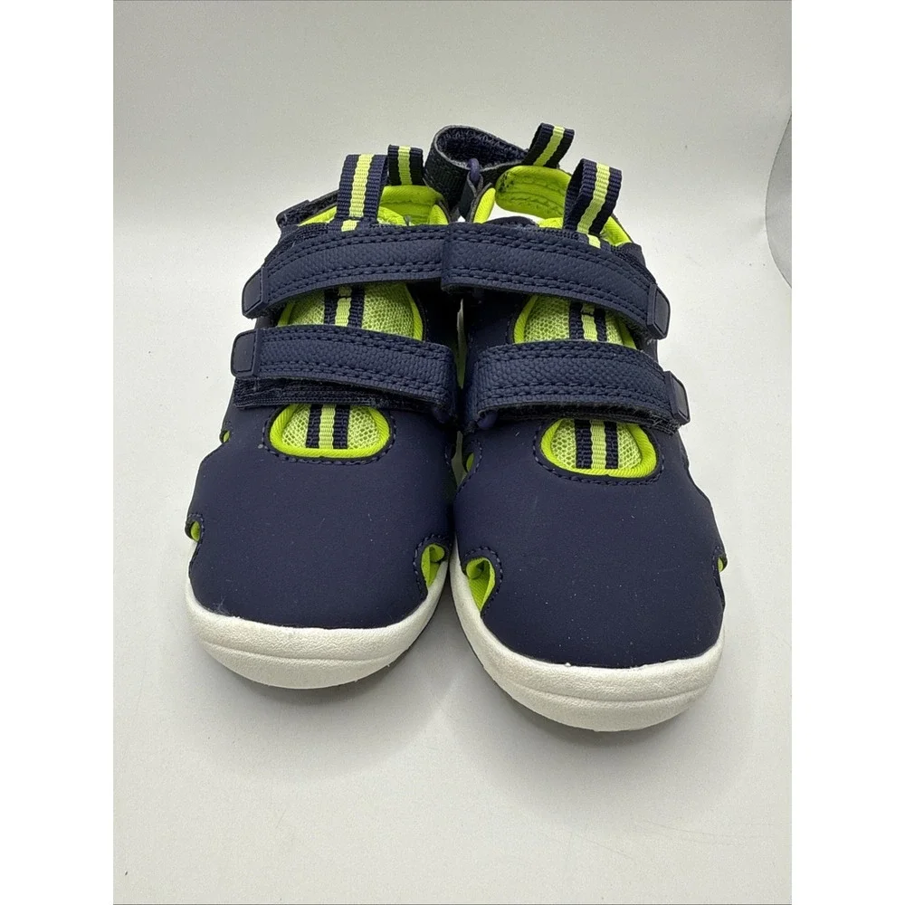 Cat & Jack Boys Navy Blue Lime Green‎ Closed Toe Water Sandals Size 10 Toddler